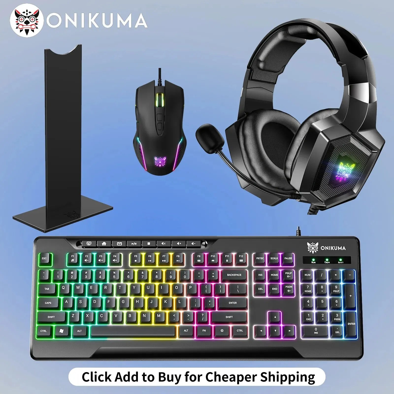 Professions Gaming Headset Esports Package with RGB Light Mouse Keyboard Headphone Bracket Wired with Mic Earphone Gamer