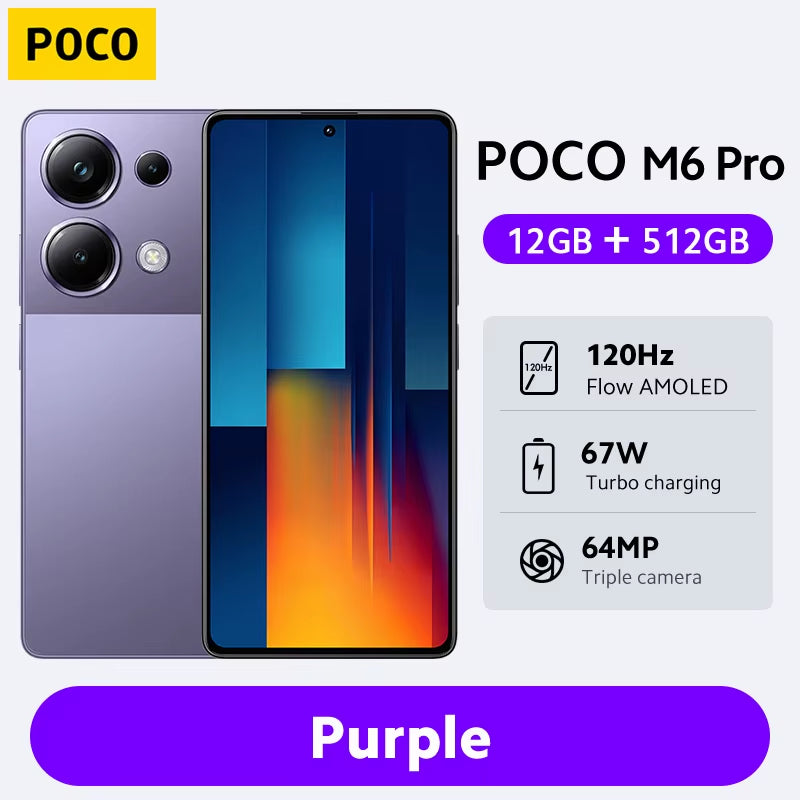 New POCO M6 Pro Global Version Smartphone NFC 256GB/512GB Helio G99 Ultra 64MP Camera with OIS 6.67'' 120Hz Flow AMOLED 67W