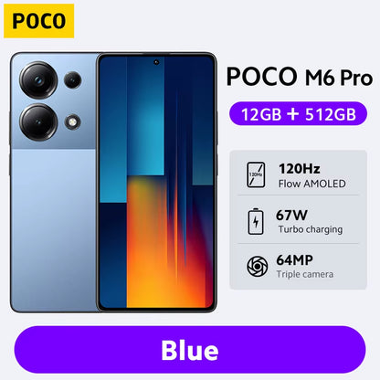 New POCO M6 Pro Global Version Smartphone NFC 256GB/512GB Helio G99 Ultra 64MP Camera with OIS 6.67'' 120Hz Flow AMOLED 67W