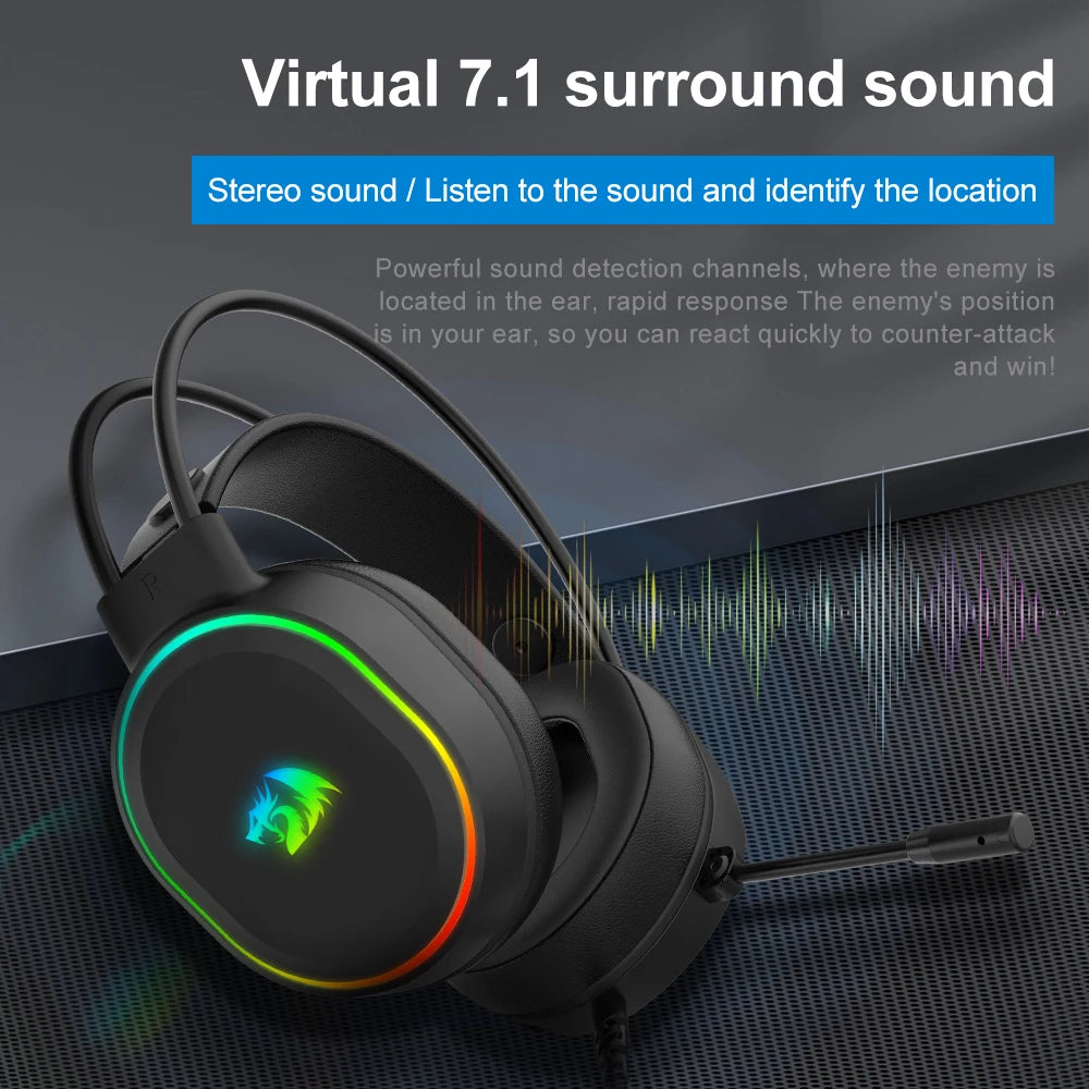 G588 RGB Gaming Headphone,7.1 USB Surround Sound Computer Headset Earphones with Microphone for Computer PC Laptop