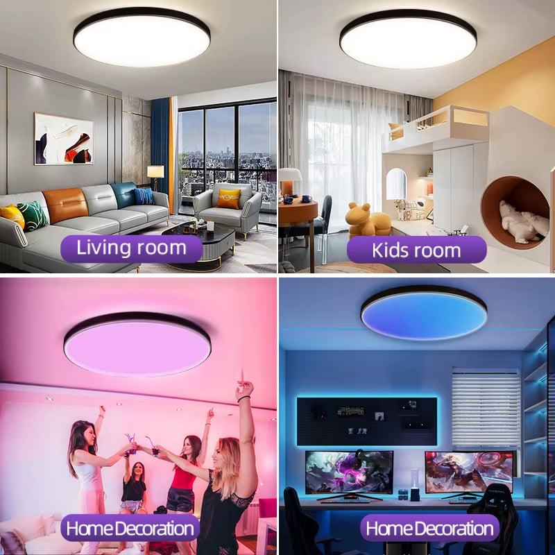 Smart Ceiling Lamp RGB Dimming Illusion Lamp APP Bluetooth Control LED Ceiling Chandelier for Living Room Party Smart Home Decor