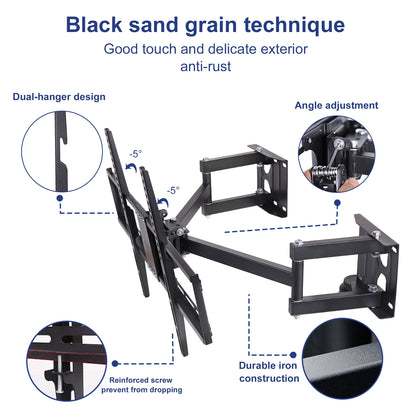 Corner TV Wall Mount Swivels Tilts Extends for 32-65 Inch LCD LED Plasma Flat Screens VESA from 200X 100 to 600X400 up to 35KG