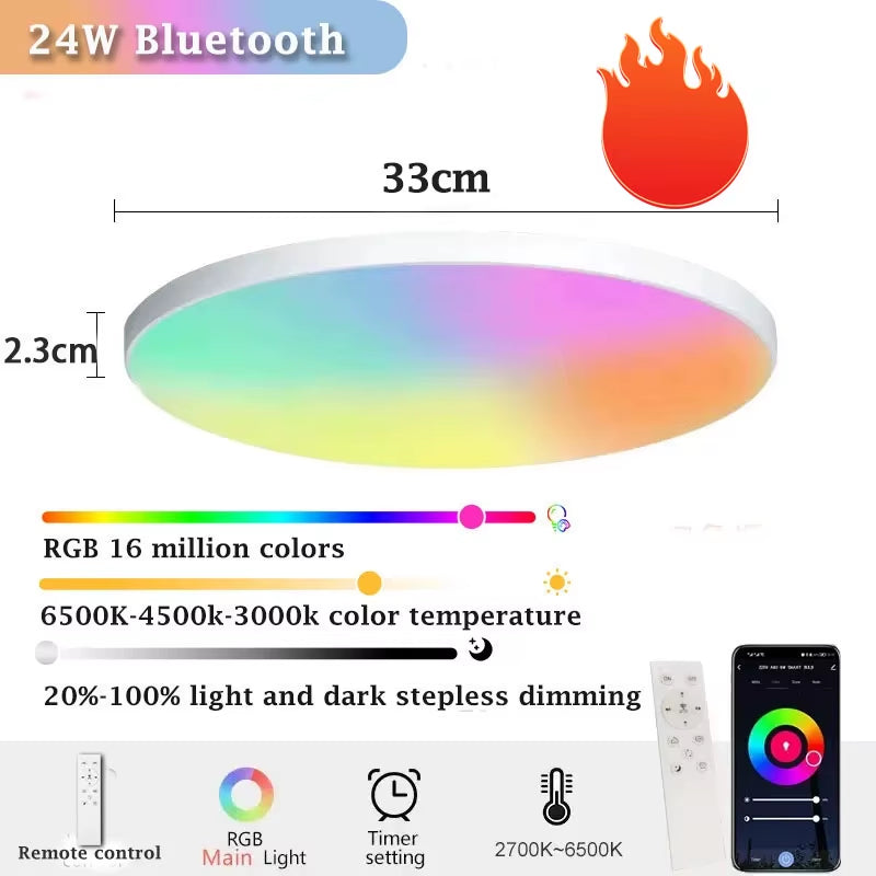 Smart Ceiling Lamp RGB Dimming Illusion Lamp APP Bluetooth Control LED Ceiling Chandelier for Living Room Party Smart Home Decor