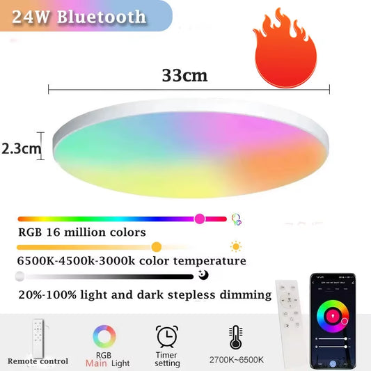 Smart Ceiling Lamp RGB Dimming Illusion Lamp APP Bluetooth Control LED Ceiling Chandelier for Living Room Party Smart Home Decor