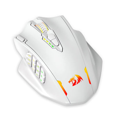 M913 Gaming 16000 DPI Wired 2.4Ghz Wireless RGB Optical Gamer Mice 16 Programmable Buttons, Black/White Mouse