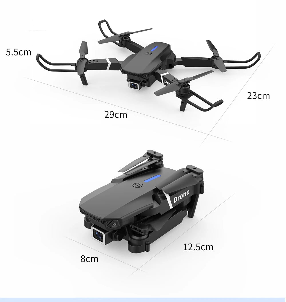 Professional Drone E88 4K Wide-Angle HD Camera Wifi Fpv Height Hold Foldable RC Quadrotor Helicopter Camera-Free Children'S Toys