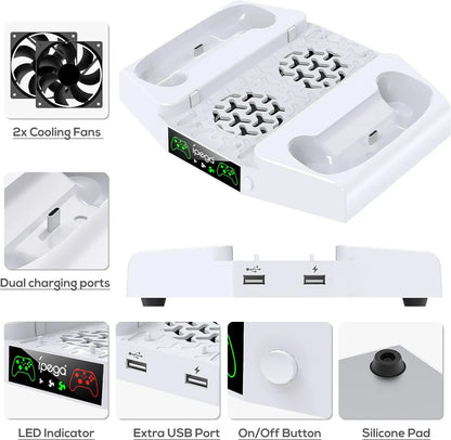 Cooling Stand for Xbox Series S Console,Dual Charging Station Dock for Controller with Adjustable 3 Level Wind Cooling Fan