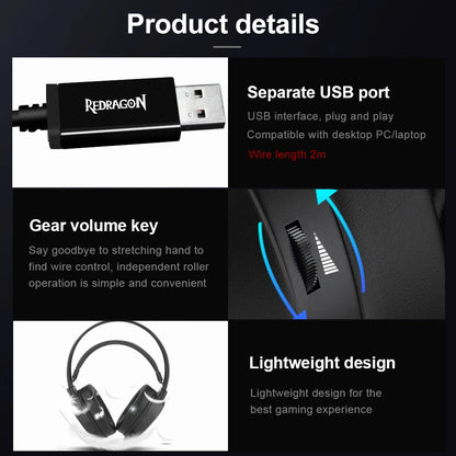 G588 RGB Gaming Headphone,7.1 USB Surround Sound Computer Headset Earphones with Microphone for Computer PC Laptop