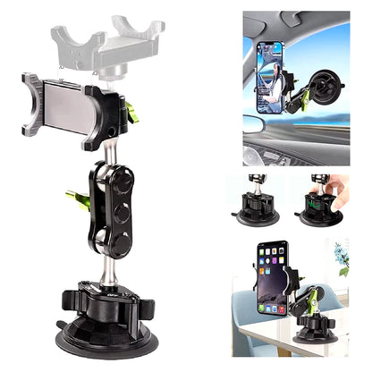 Universal Metal Phone Clamp Holder in Car Ball Head Bracket Suction Cup Mount 360 Rotate Stand for Iphone Samsung Xiaomi Clip