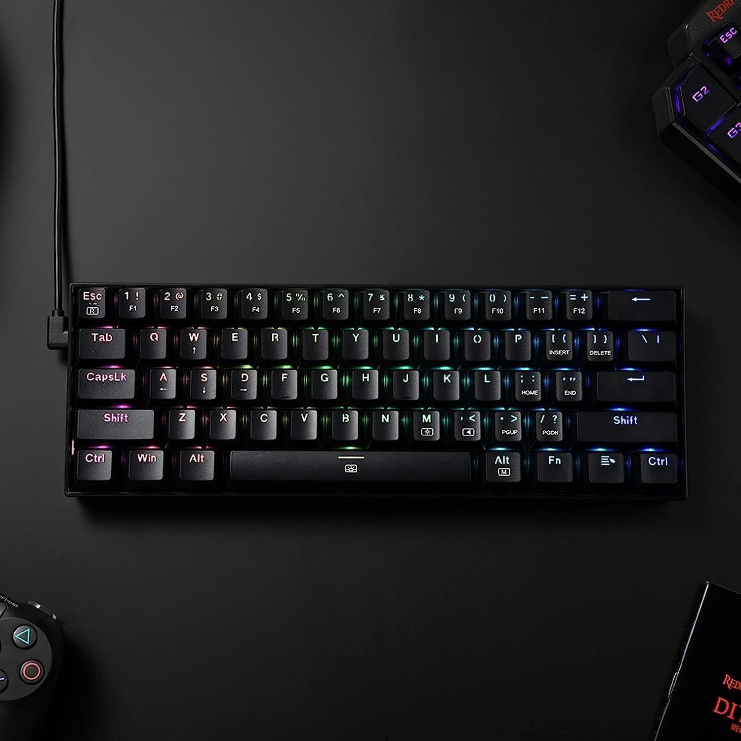 K630 Dragonborn 60% Wired RGB Gaming Keyboard, 61 Keys Compact Mechanical Keyboard with Tactile Brown Switch, Pro Driver Support, Black