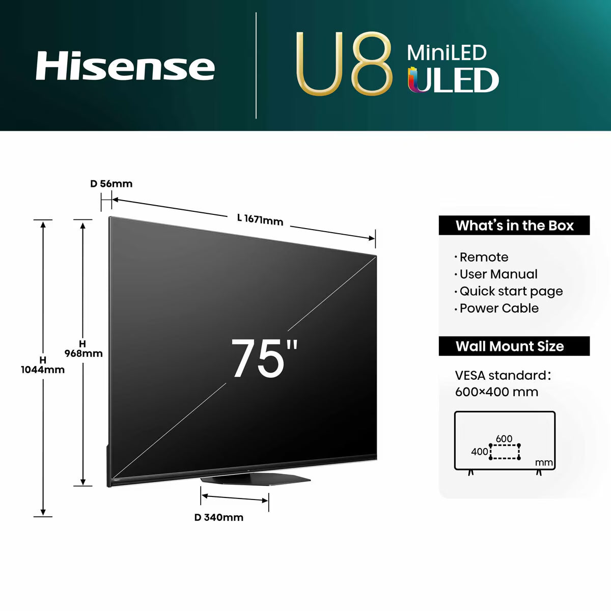 75U8NQTUK 75 Inch Mini-Led Smart TV