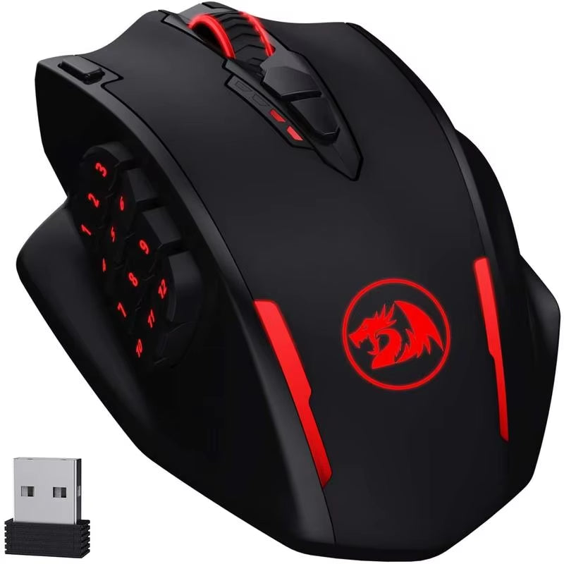 M913 Gaming 16000 DPI Wired 2.4Ghz Wireless RGB Optical Gamer Mice 16 Programmable Buttons, Black/White Mouse