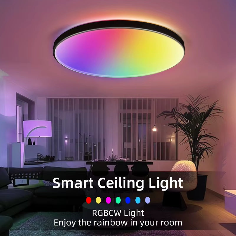 Smart Ceiling Lamp RGB Dimming Illusion Lamp APP Bluetooth Control LED Ceiling Chandelier for Living Room Party Smart Home Decor