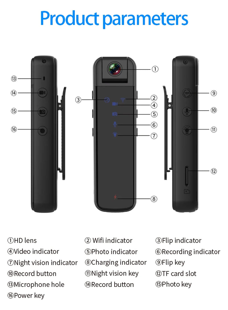 1080P High-Definition Night Vision Mini Wifi Hotspot Camera Mini Sports Camera Mini Outdoor Camera Law Enforcement Recorder