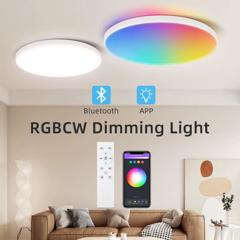 Smart Ceiling Lamp RGB Dimming Illusion Lamp APP Bluetooth Control LED Ceiling Chandelier for Living Room Party Smart Home Decor