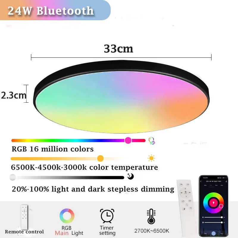 Smart Ceiling Lamp RGB Dimming Illusion Lamp APP Bluetooth Control LED Ceiling Chandelier for Living Room Party Smart Home Decor