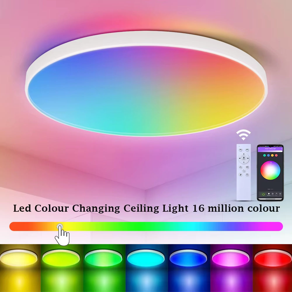 Smart Ceiling Lamp RGB Dimming Illusion Lamp APP Bluetooth Control LED Ceiling Chandelier for Living Room Party Smart Home Decor