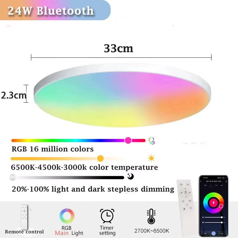 Smart Ceiling Lamp RGB Dimming Illusion Lamp APP Bluetooth Control LED Ceiling Chandelier for Living Room Party Smart Home Decor