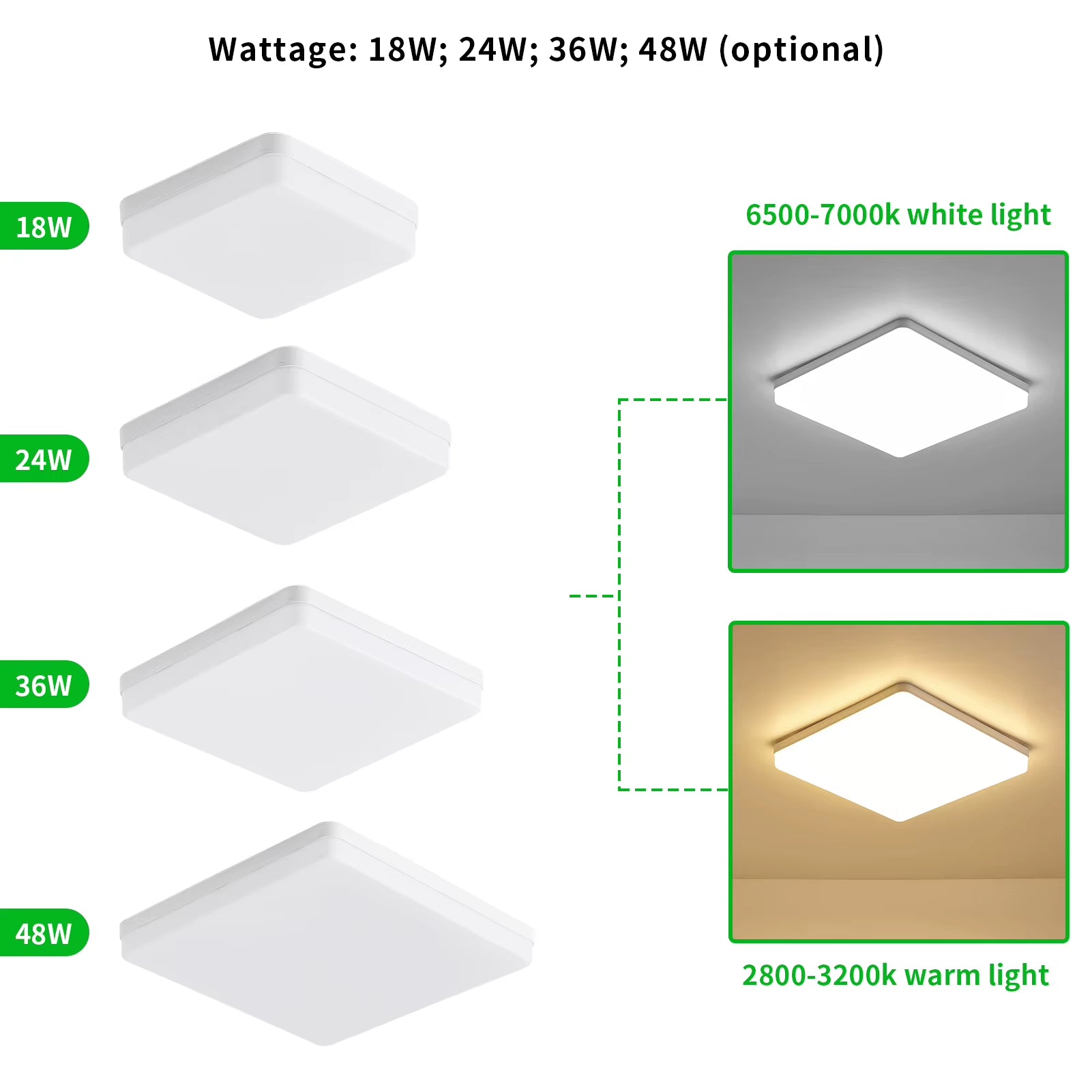 Morden Leds Ceiling Light Flush Mounting 18W 24W 36W 48W Square Ceiling Lamp for Kitchen Bedroom Hallway Warm / White Light