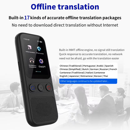 2024 New Portable Audio Translator 138 Language Smart Translator Offline in Real Time Smart AI Voice Instant Language Translator