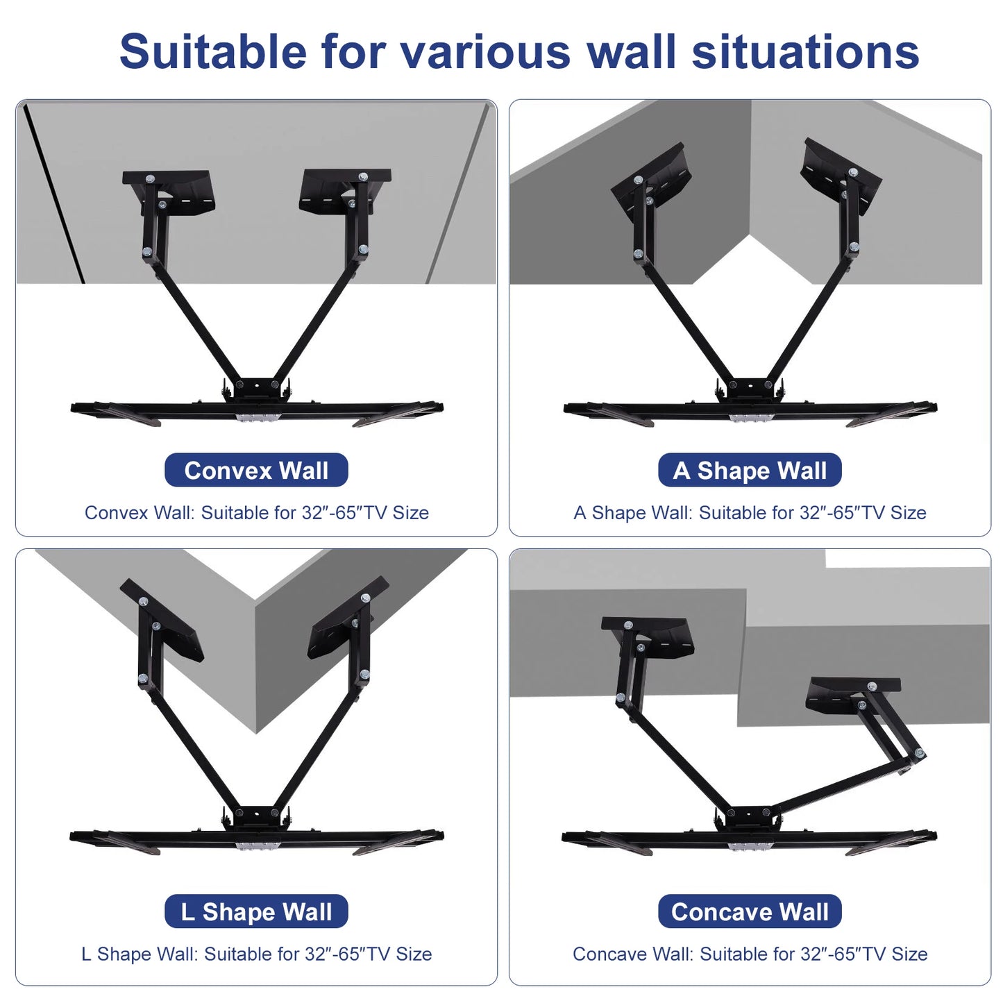 Corner TV Wall Mount Swivels Tilts Extends for 32-65 Inch LCD LED Plasma Flat Screens VESA from 200X 100 to 600X400 up to 35KG