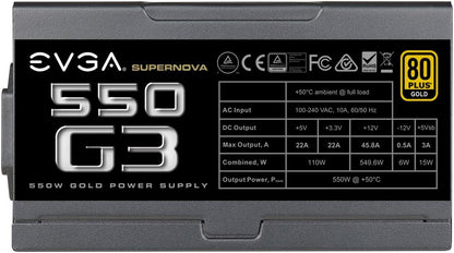 Supernova 550 G3, 80 plus Gold 550W, Fully Modular, Eco Mode with New HDB Fan, 7 Year Warranty, Includes Power on Self Tester, Compact 150Mm Size, Power Supply 220-G3-0550-Y1