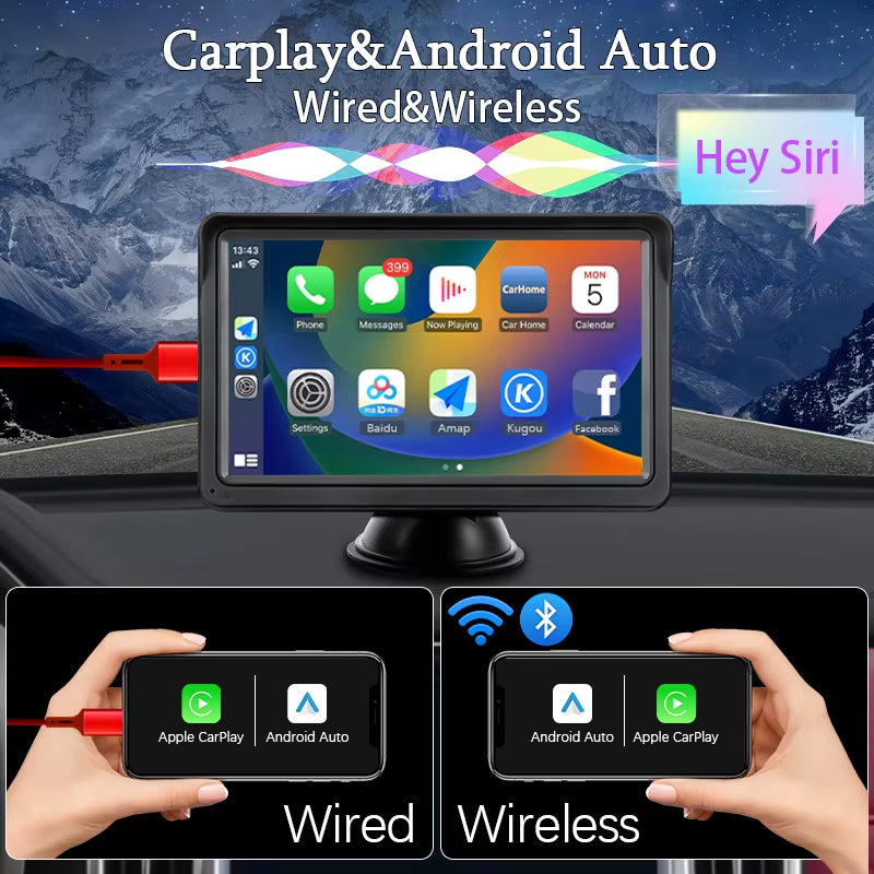 7Inch Portable Carplay Android Auto Car Radio Multimedia Video Player Touch Screen Bluetooth 5.0 with AUX USB